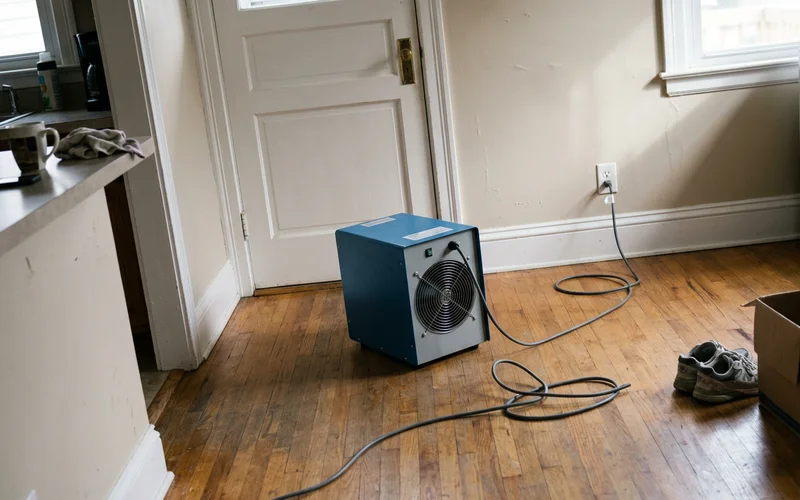 A hydroxyl generator running in a cleared room