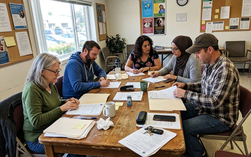 A small group in a confidential claim-help session