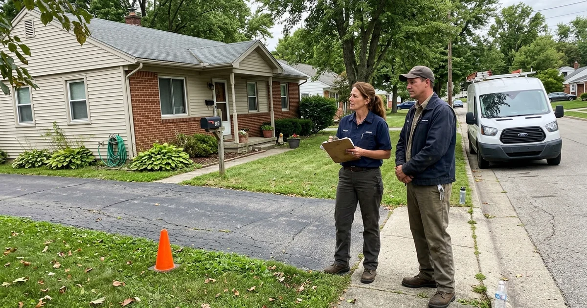 A crew arriving respectfully to assess a home after scene release