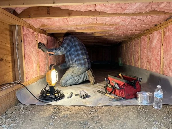 Restored crawlspace after decontamination and new insulation