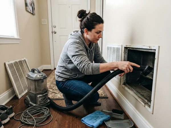 HVAC duct being cleaned and treated as part of odor removal